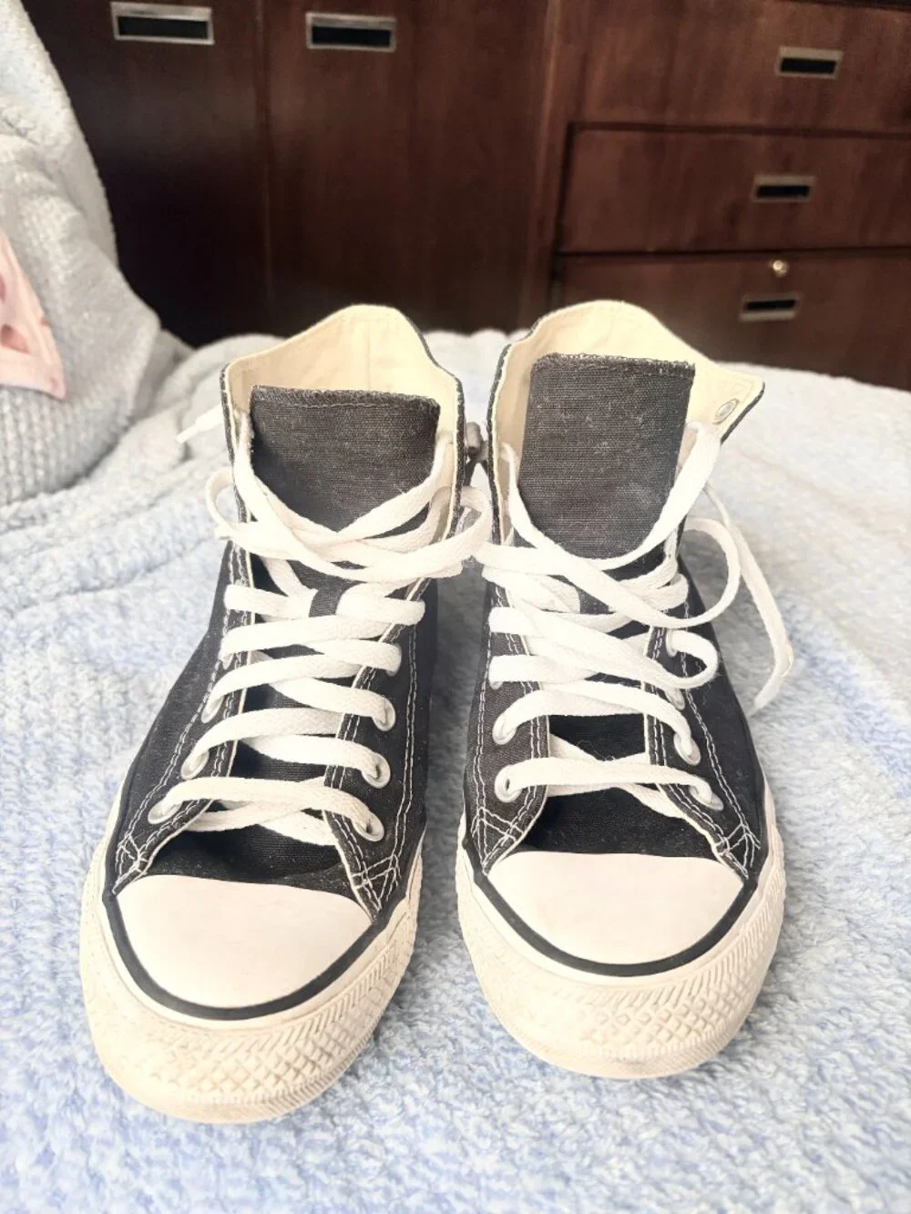 Converse Black and White High Top Athletic Shoes